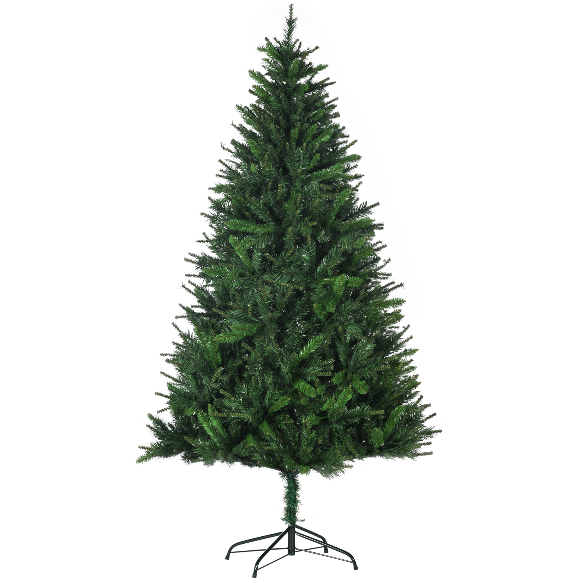 HOMCOM Albero di Natale Artificiale 180cm con 786 Rami, 2 Sezioni e Base in Metallo, Verde