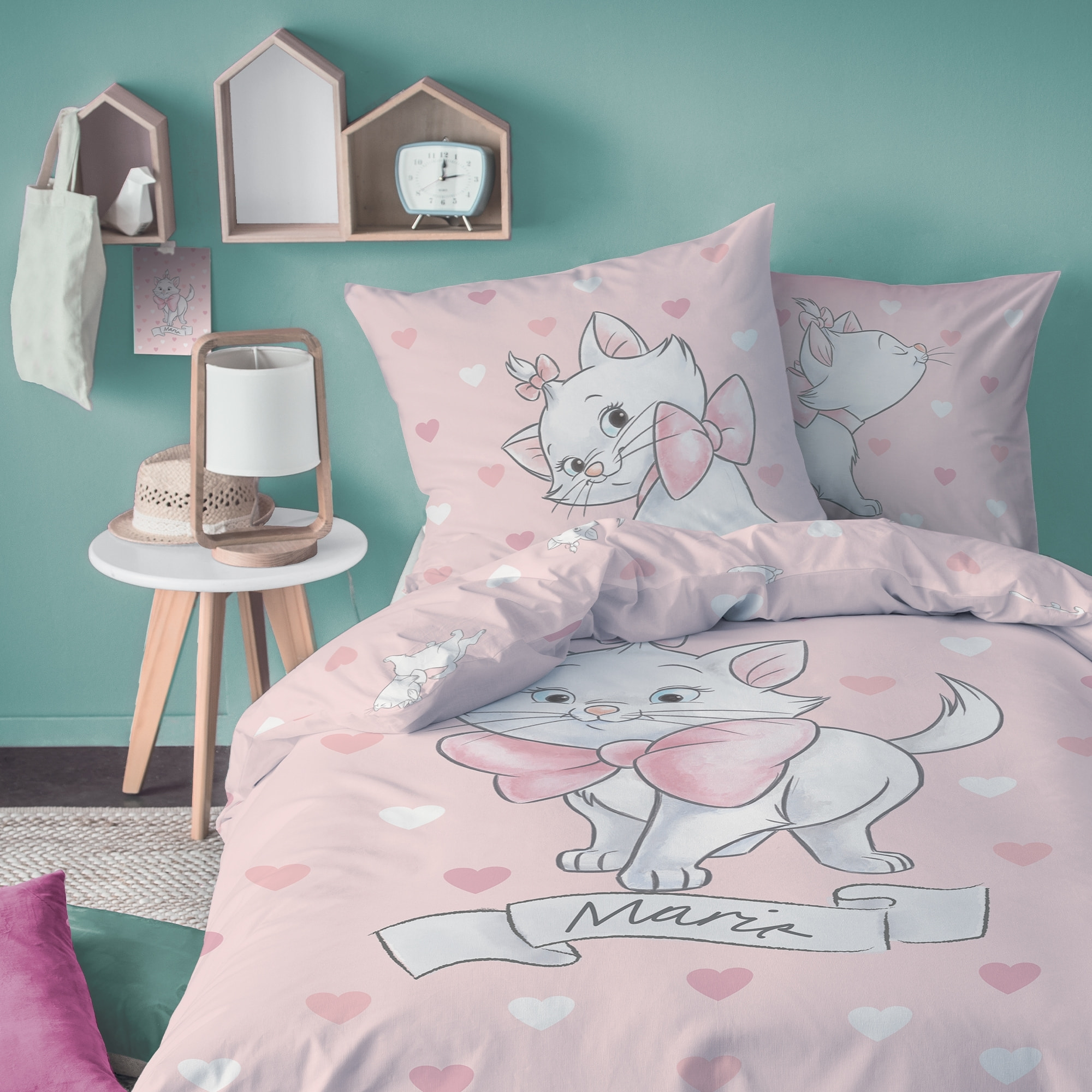 Parure de lit imprimée 100% coton, DISNEY HOME LES ARISTOCHATS LOVE