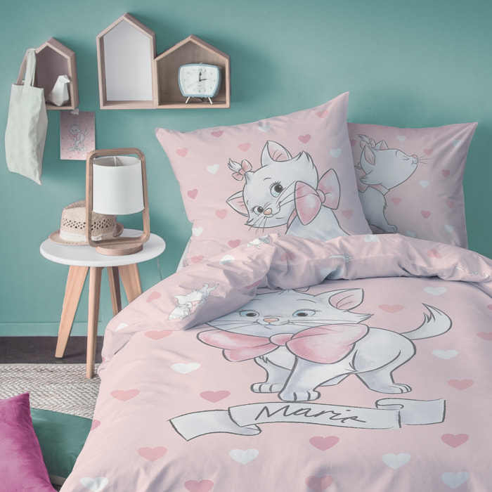 Parure de lit imprimée 100% coton, DISNEY HOME LES ARISTOCHATS LOVE