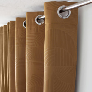 Rideau à oeillets occultant imprimé géométrique - Marron Brun