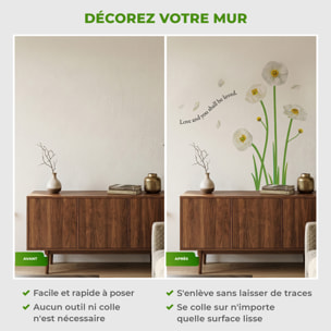 Stickers Muraux décoration adhésifs Fleurs pavots blanches