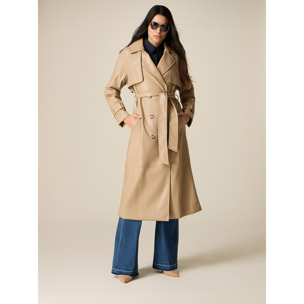 Oltre - Trench largo en tejido revestido - Beige
