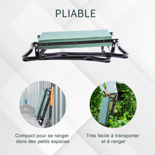 Tabouret de jardin pliable agenouilloir de jardin siège jardinage avec coussin acier EVA noir vert