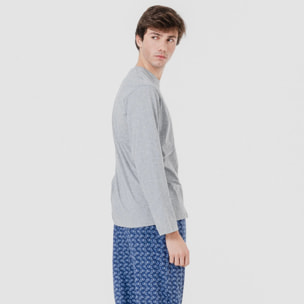 Pijama largo algodón cicle gris mezclado