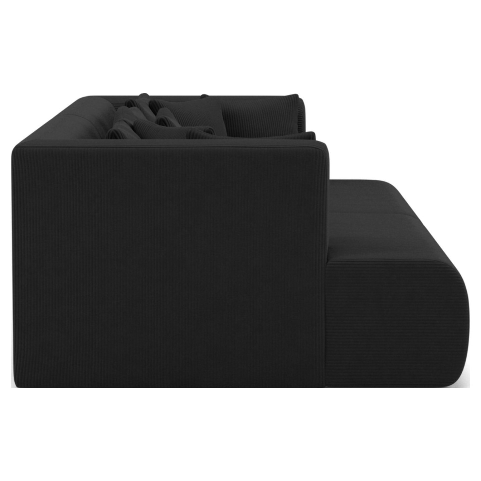 Onyx - canapé droit 4 places avec double méridienne - assise profonde - en velours côtelé - Noir