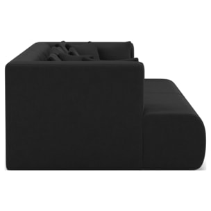 Onyx - canapé droit 4 places avec double méridienne - assise profonde - en velours côtelé - Noir