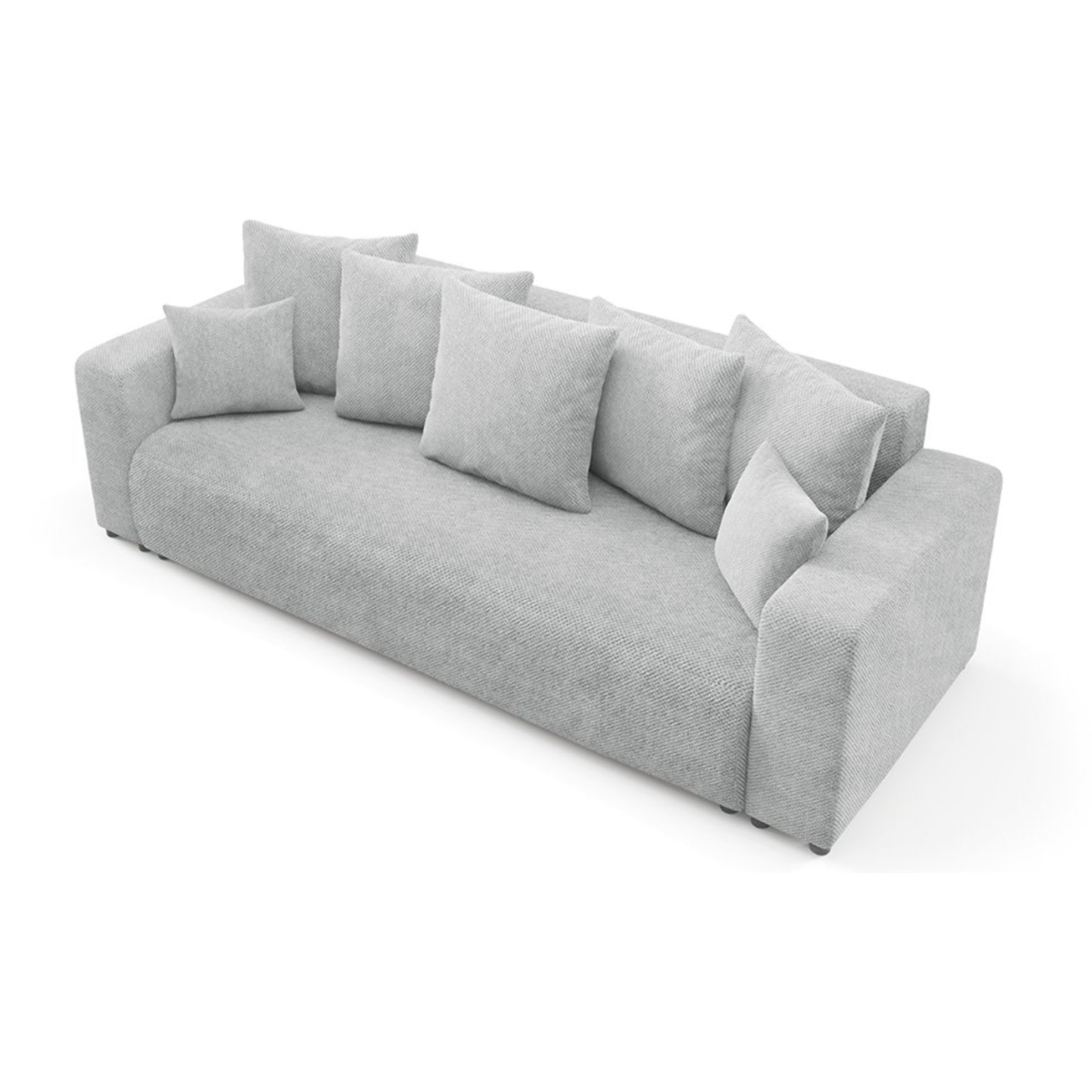 GLORIA - Canapé droit convertible 3 places en tissu gris