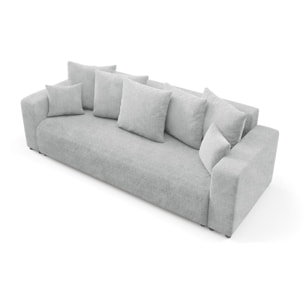 GLORIA - Canapé droit convertible 3 places en tissu gris