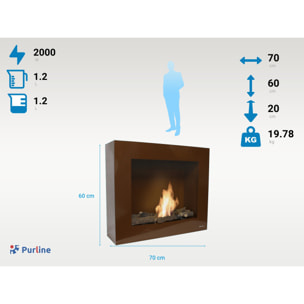 Biochimenea de suelo o pared con leños decorativos varios colores BESTBIO BESTBIO-M PURLINE 2000 W