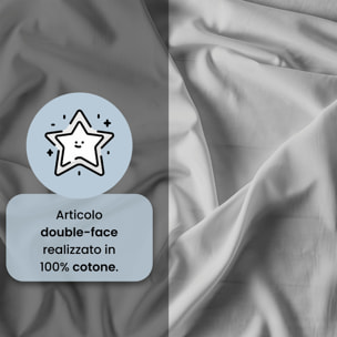 PARURE COPRIPIUMINO NATURAL COLOR, 100% Cotone, Made in Italy - FUMO/GRIGIO CHIARO