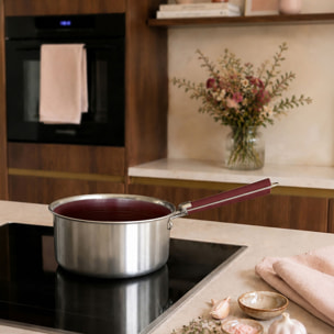 Casserole 20cm en acier inoxydable et manche amovible lie de vin AGLAE