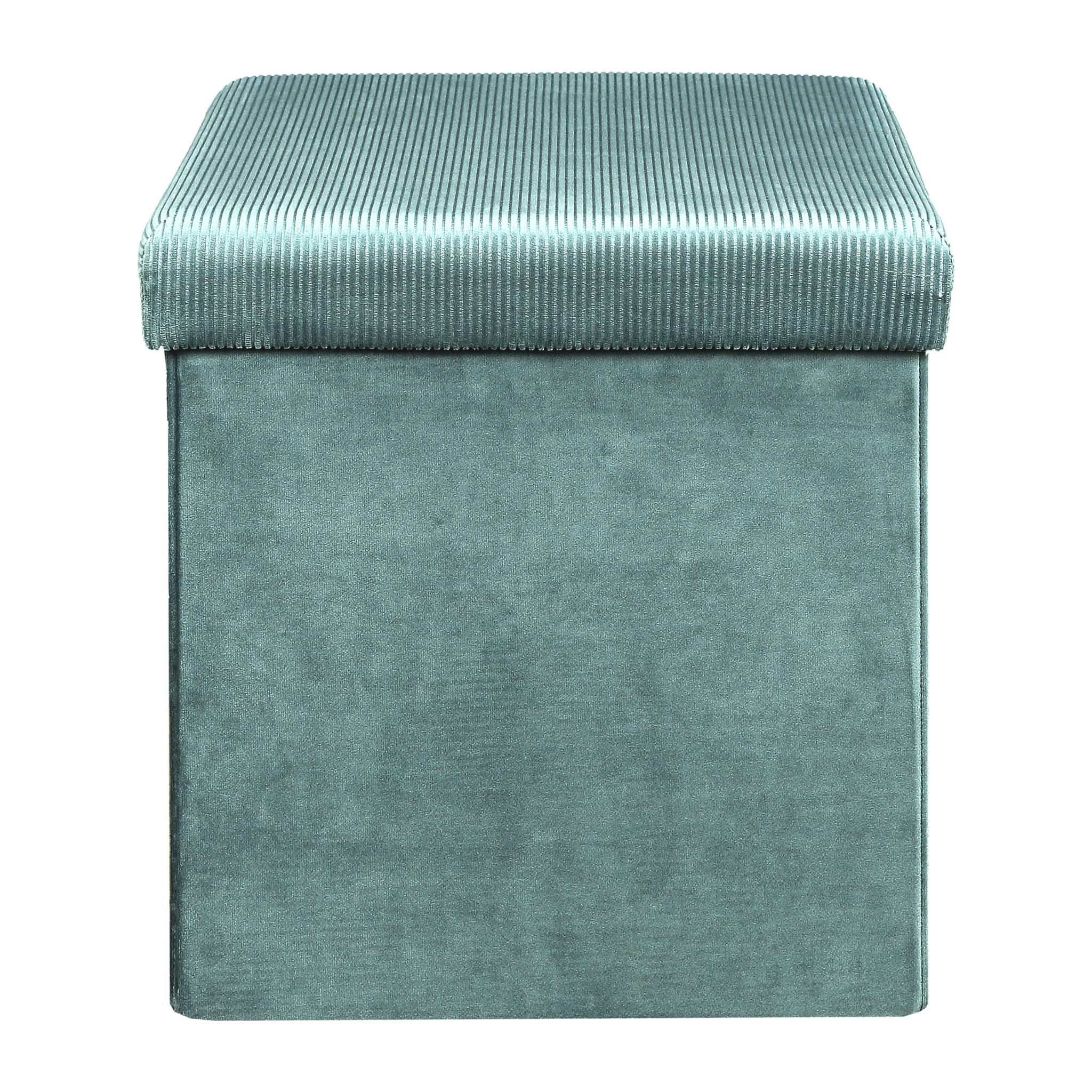 Coffre Pouf Pliable Velours Cotele Giulia Bleu