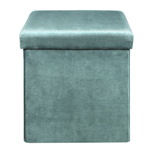 Coffre Pouf Pliable Velours Cotele Giulia Bleu