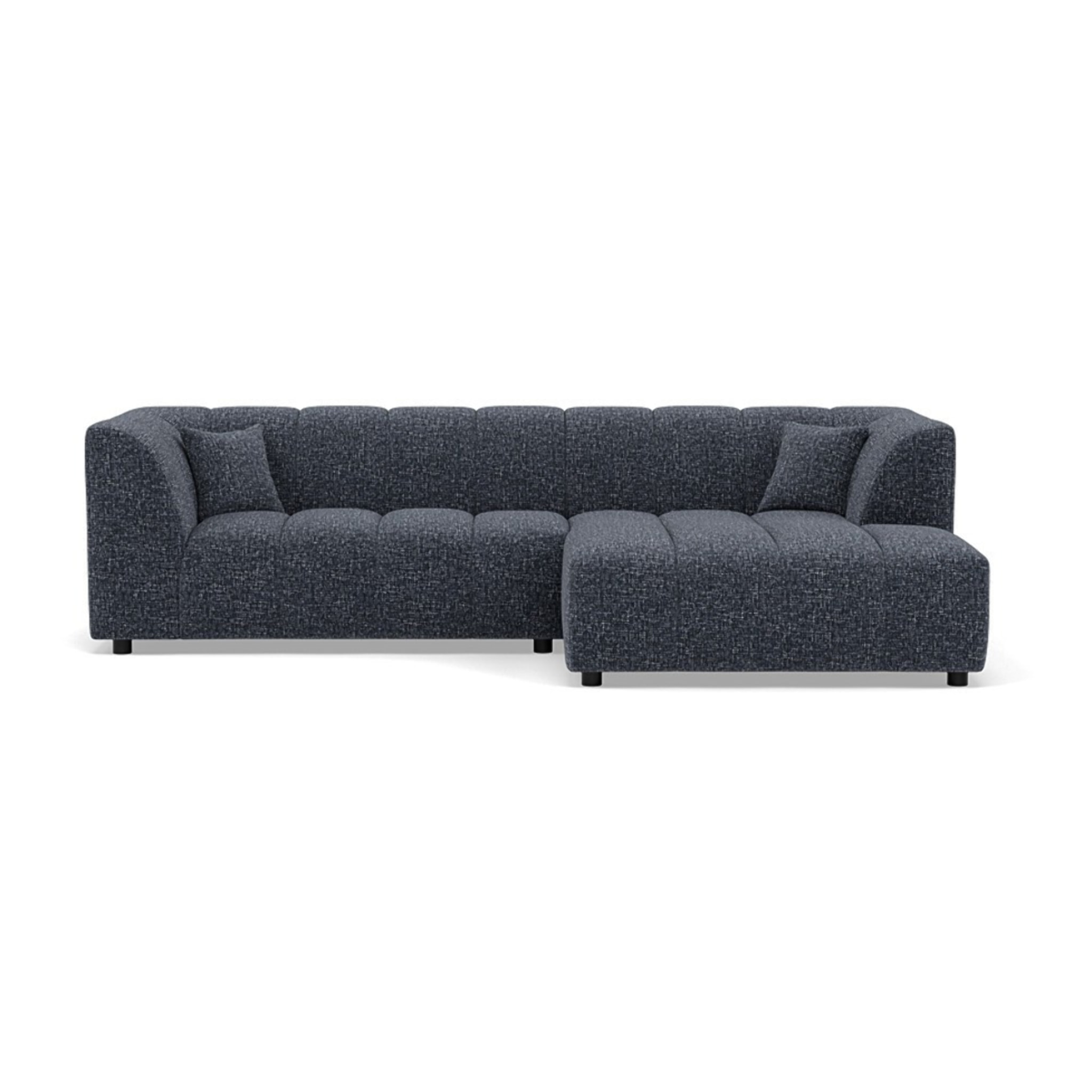 Curtis - canapé d'angle droit 4 places avec accoudoir en tissu texturé - Bleu