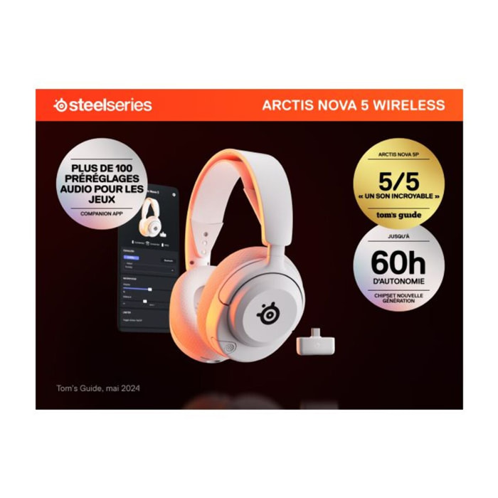 Casque gamer STEELSERIES Arctis Nova 5 Blanc