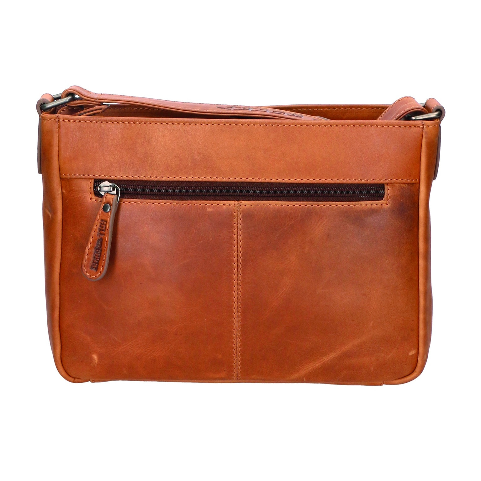 Borsa a tracolla a doppio scomparto unisex. Prodotto artigianale in vera pelle di vitello ingrassato. - 27.0 x 19.0 x 10.0 cm
