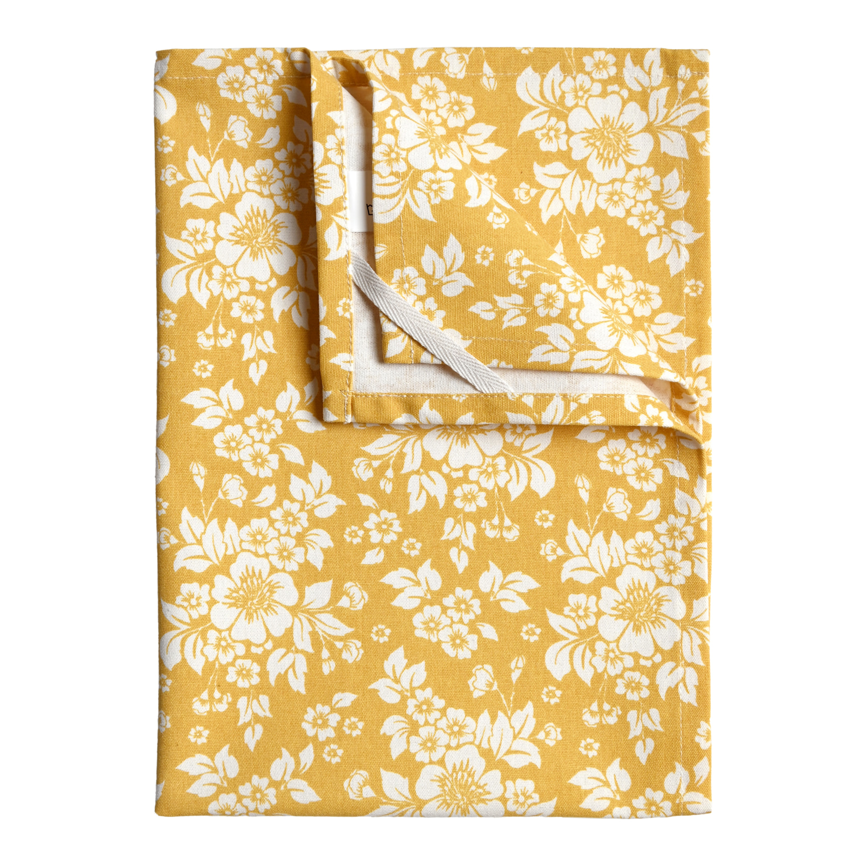 Torchon de cuisine en coton à motif floral imprimé - Jaune moutarde