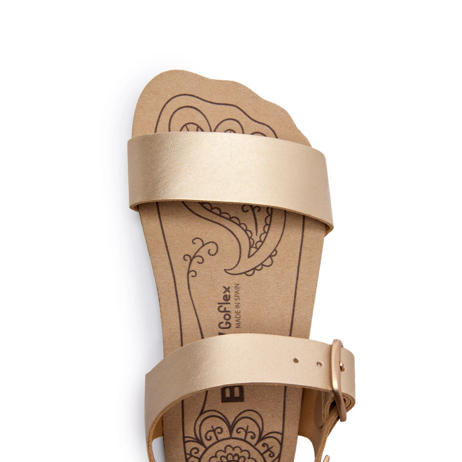 Sandalias Abiertas Barefoot Goflex con Detalles Brillantes en Dorado