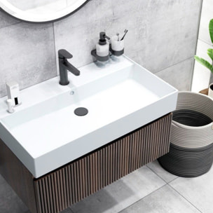 70x70 cm miroir suspendu rond avec éclairage LED et capteur, noir (SATZKULED70CE)