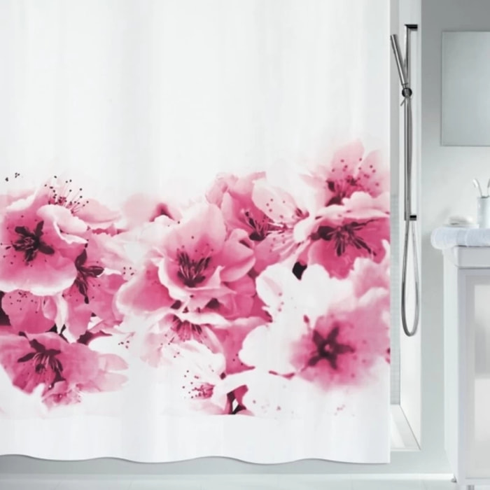 Rideau de douche Polyester AMANDA 180x200cm Fleur Rose Spirella