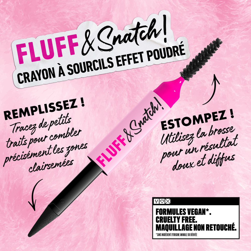 NYX Professional Makeup Fluff & Snatch Crayon Sourcil Précision Effet Poudré BLACK
