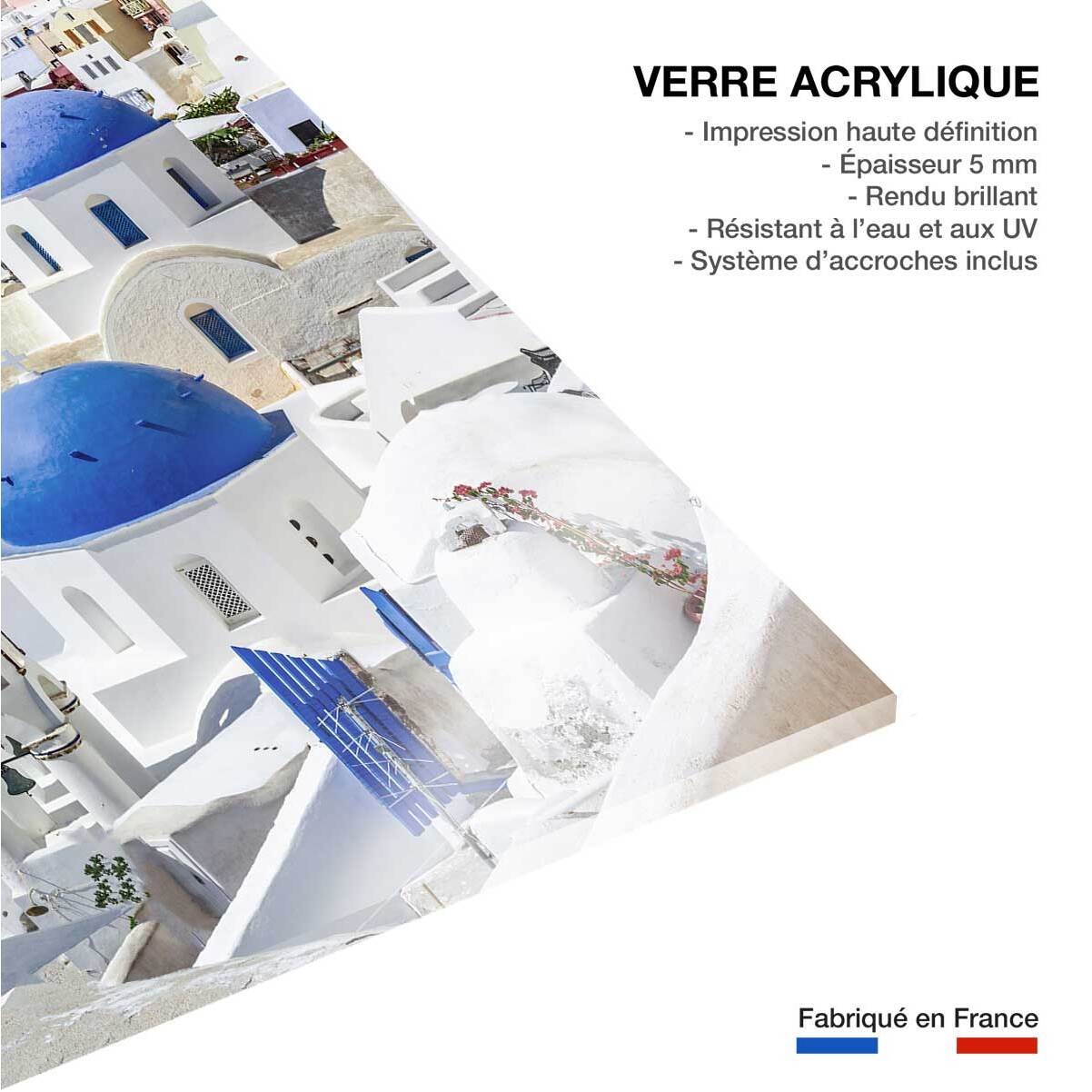 Tableau dôme bleu sur les cyclades Tableau plexiglas