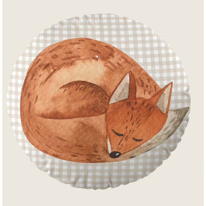 Cool Kids - Cojín Redondo Estampado - Con Relleno - 100% Algodón - Woodland