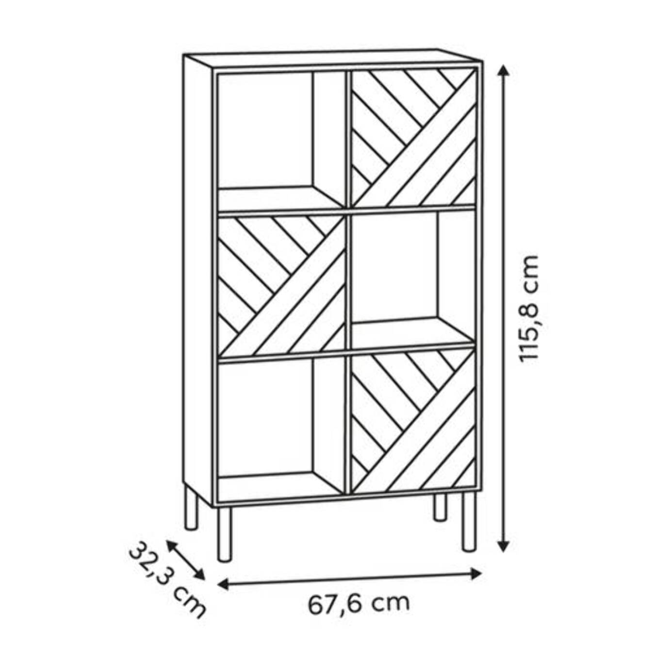 Etagère 6 cases Mix'N'Match bois et motif rayé