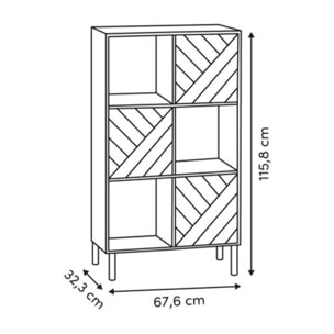 Etagère 6 cases Mix'N'Match bois et motif rayé