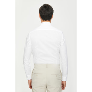 Camicia Uomo 1 Bottone Francese Slim Popeline No Iron Unito Bianco