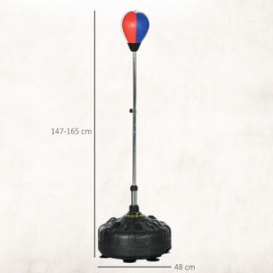 Punching ball sur pied hauteur réglable H.147 -165cm - ressort central, socle ventouses - bleu blanc rouge