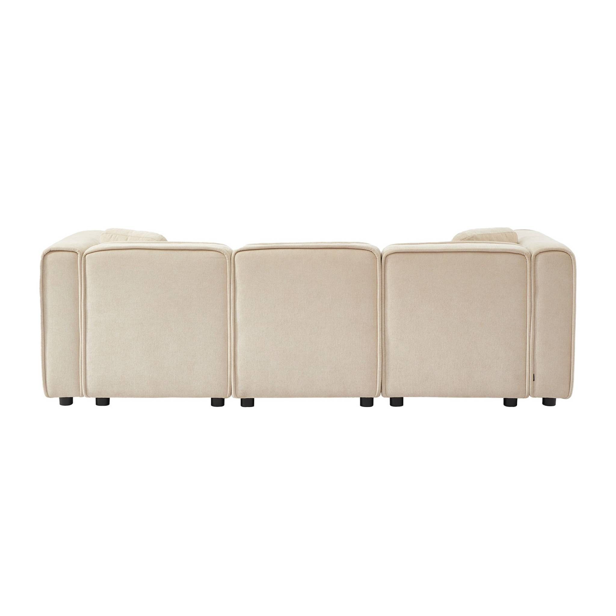 Canapé d'angle gauche 3 places tissu beige 2 coussins carrés L 230 x P 145 x H 70 cm - Lester