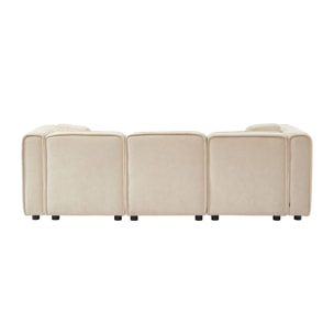 Canapé d'angle gauche 3 places tissu beige 2 coussins carrés L 230 x P 145 x H 70 cm - Lester