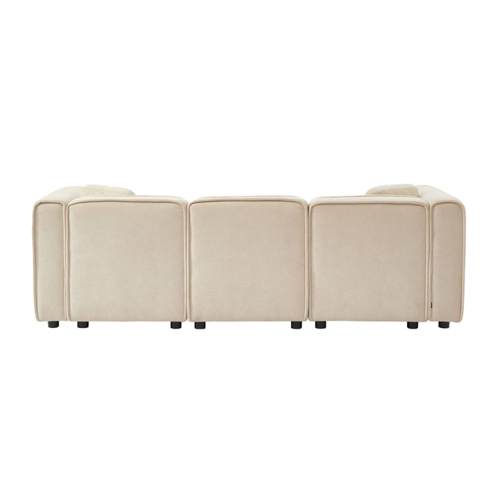 Canapé d'angle gauche 3 places tissu beige 2 coussins carrés L 230 x P 145 x H 70 cm - Lester