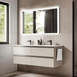 Miroir lumineux rectangulaire l.60 x H.100 cm LED 3 couleurs avec capteur Vision SAT (SATZVIOBLED60100)