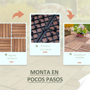 Set 27 Baldosas de Madera 30x30cm con Área de 2,5 m² para Balcón Terraza Jardín