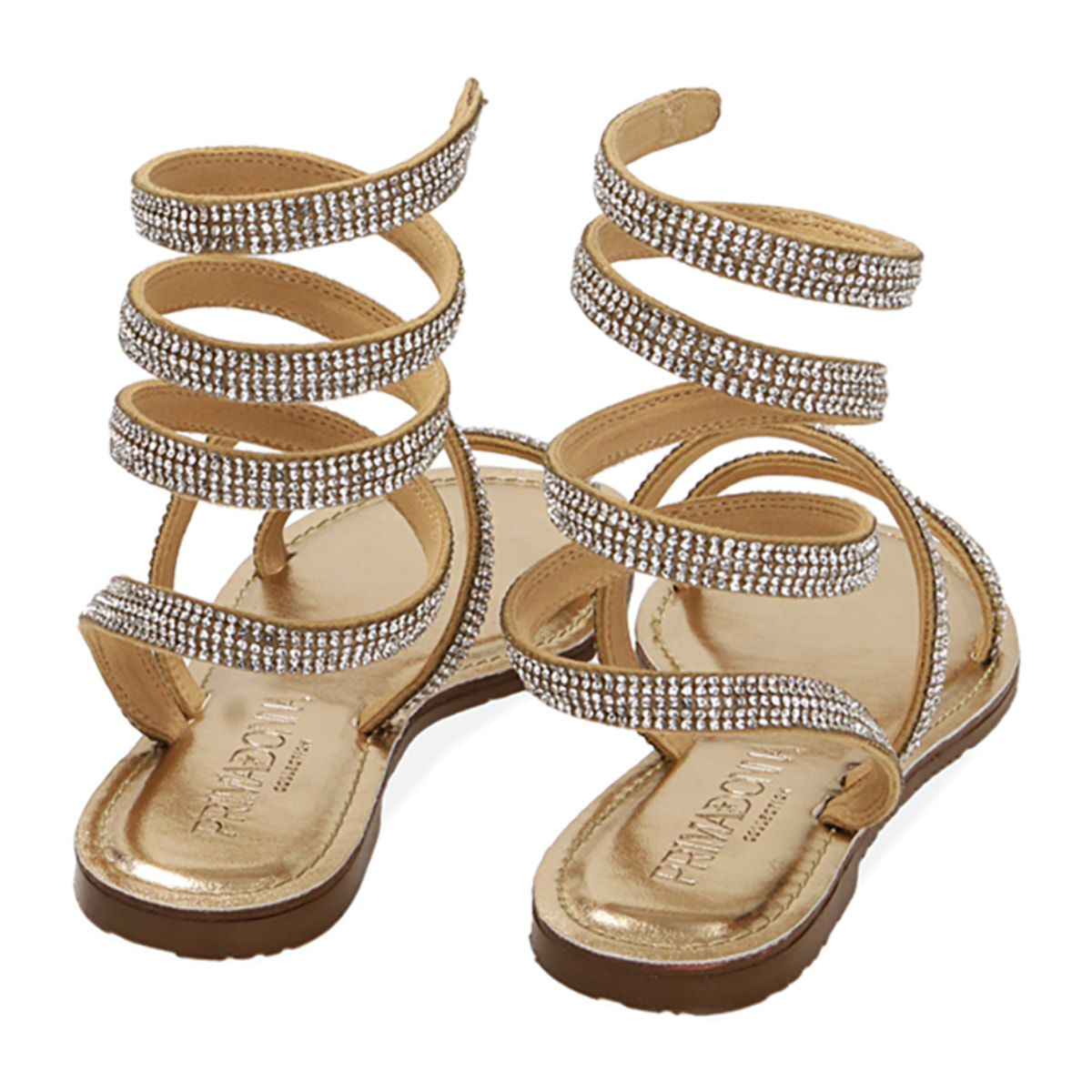 Sandalias doradas con pedrería