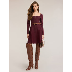 Motivi - Vestito flare in maglia misto lurex - Bordeaux