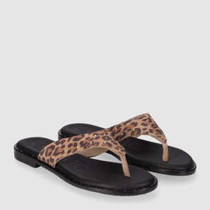 Sandalias de Serraje - Leopardo - Tacón: Bajo