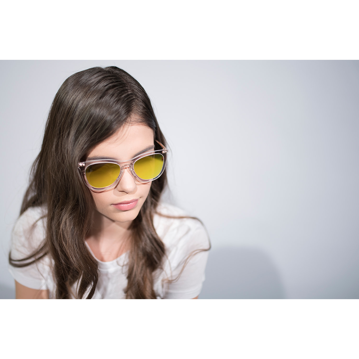 Gafas de sol PALO ALTO ARLES - Blanco transparente / De espejo dorado y patillas de metal dorado mate