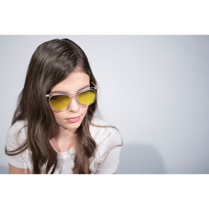 Gafas de sol PALO ALTO ARLES - Blanco transparente / De espejo dorado y patillas de metal dorado mate