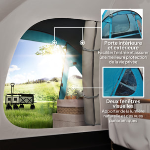 Tente de camping 2-4 personnes - tente dôme familiale imperméable - sac de transport inclus bleu
