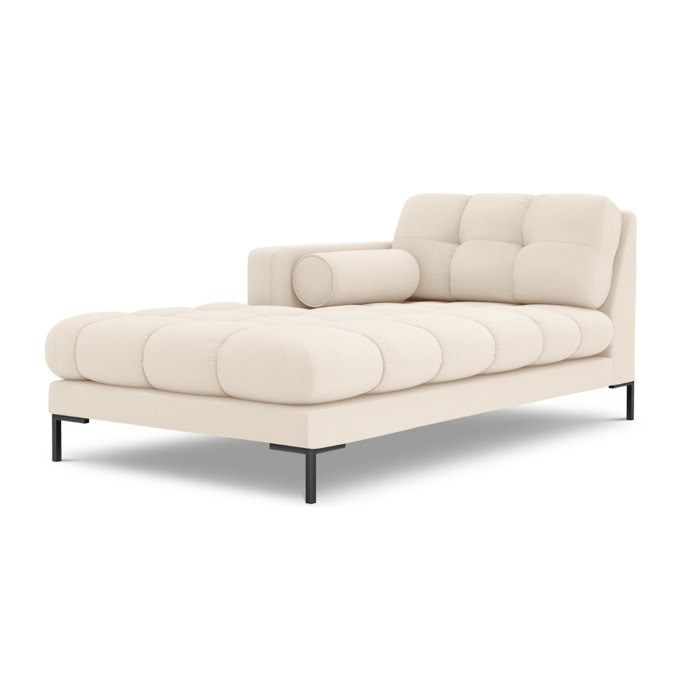 Méridienne gauche "Bali" en tissu structurel beige clair
