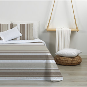 Pack colcha + 2 fundas de cojín WIDE LINE PIEDRA Nordic-Home
