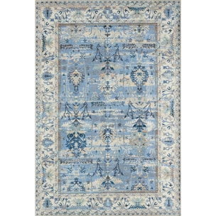 Radom - tapis vintage lavable en machine à 30°C, bleu