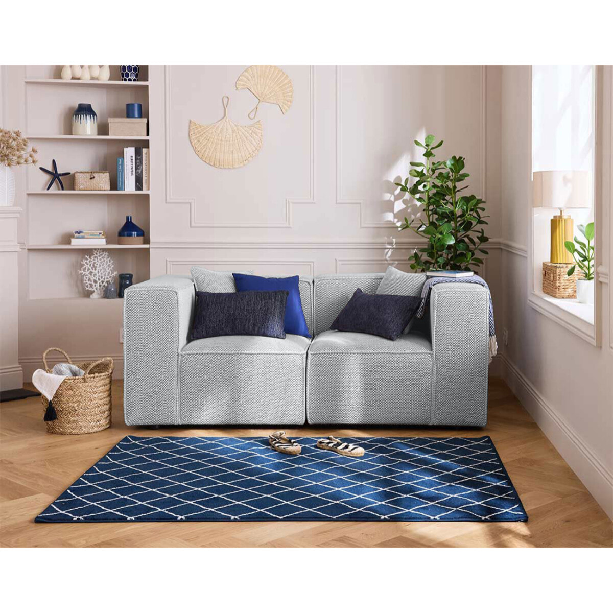 Arty - module d'assise d'angle réversible - en tissu mailles 3D - Gris clair