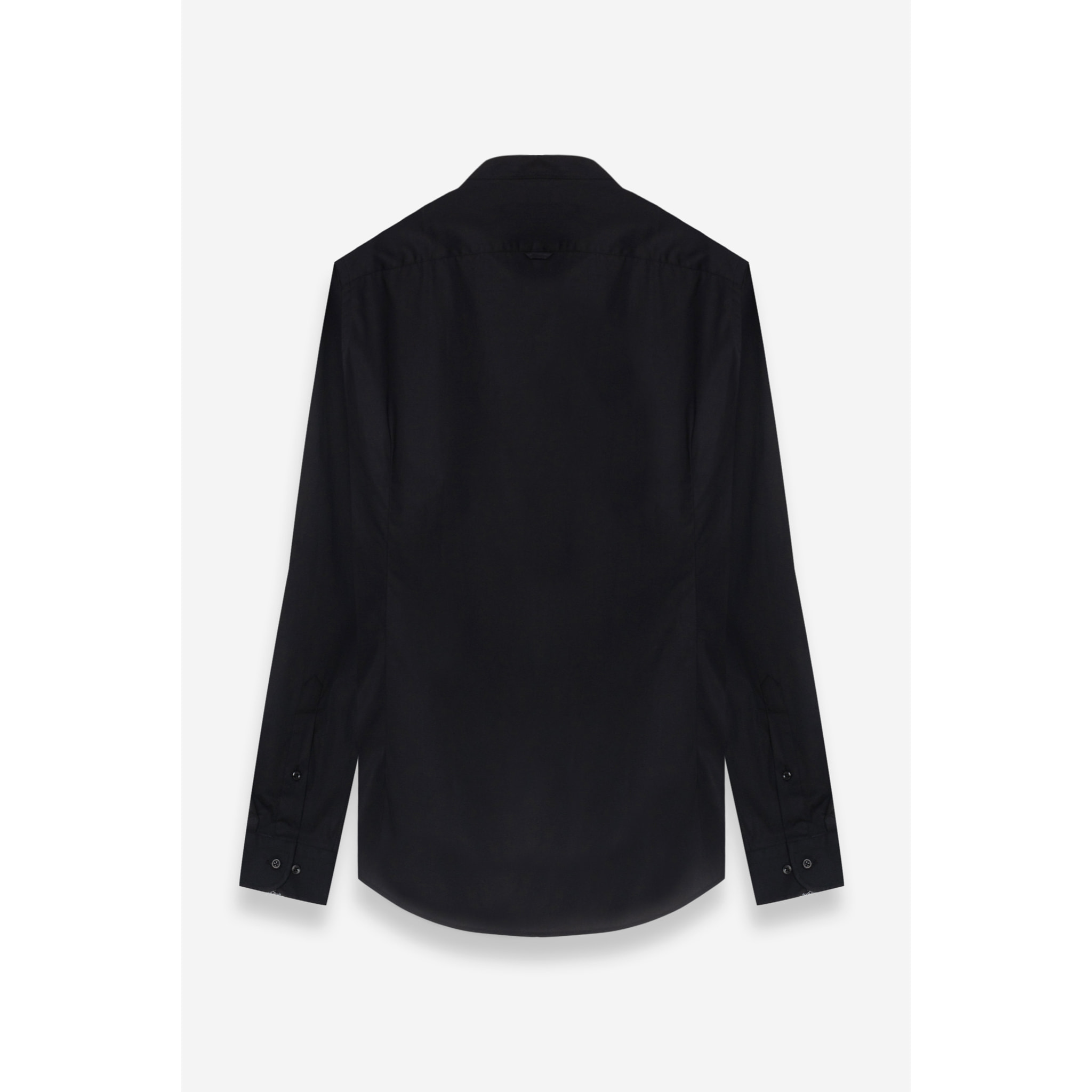 Camicia Uomo Coreano Slim Popeline Stretch Unito Nero