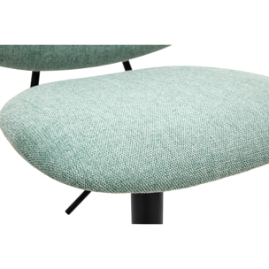 Tabourets de bar relevables design en tissu effet velours texturé vert céladon et métal noir BARNET (lot de 2)