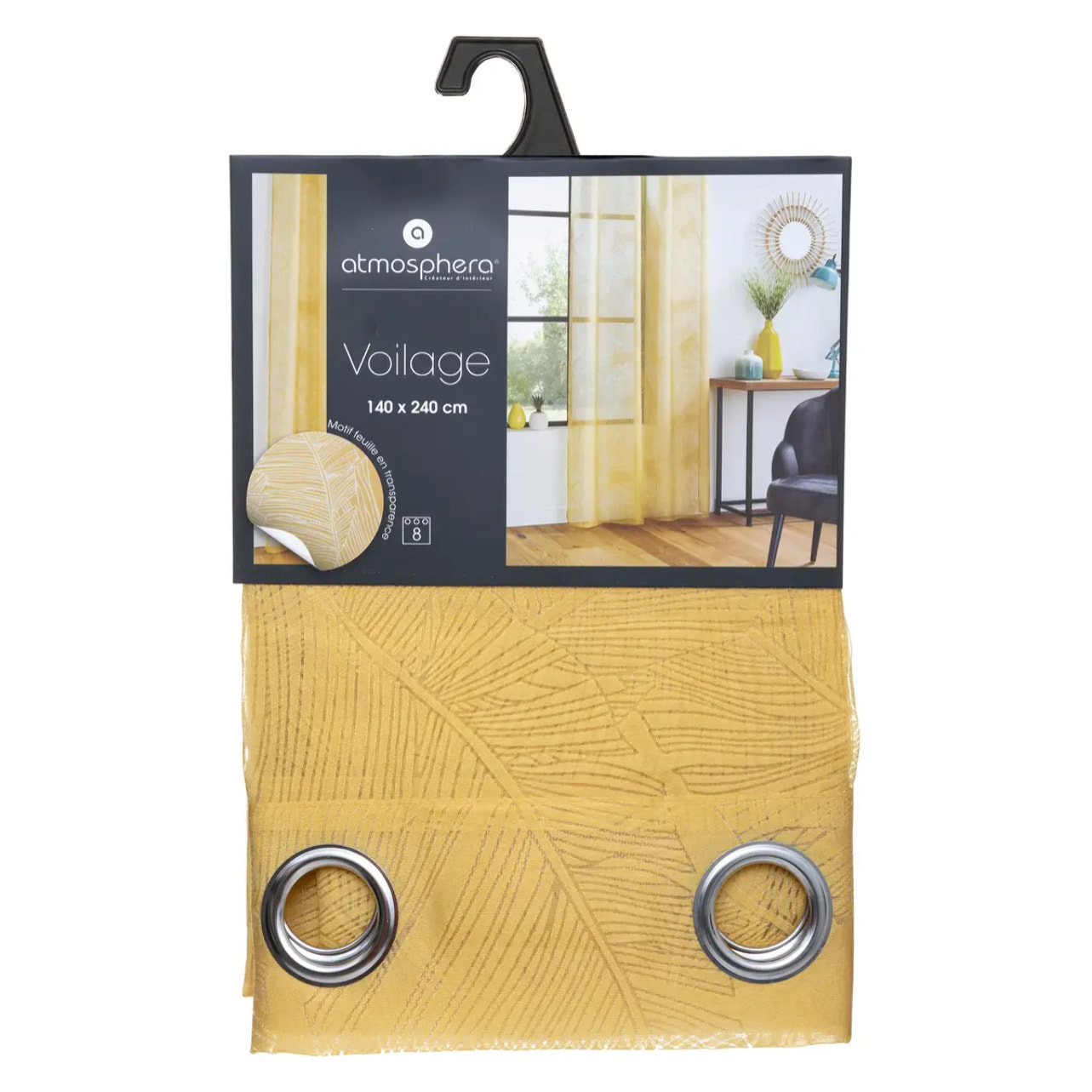 Voilage "Devo" jaune moutarde 140x240cm