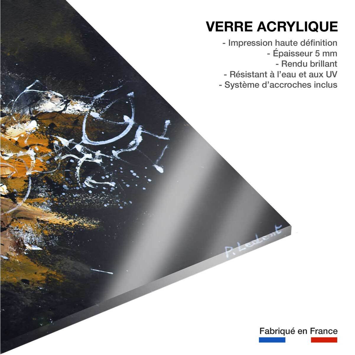 Tableau abstrait signature dorée Tableau plexiglas